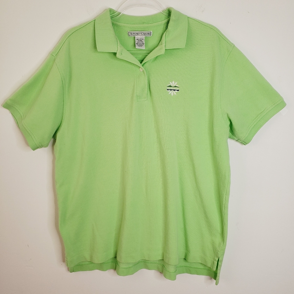 Izod Club Size XL Womens Green Polo WAIKOLOA Golf Village Embroidery 80s FLAW